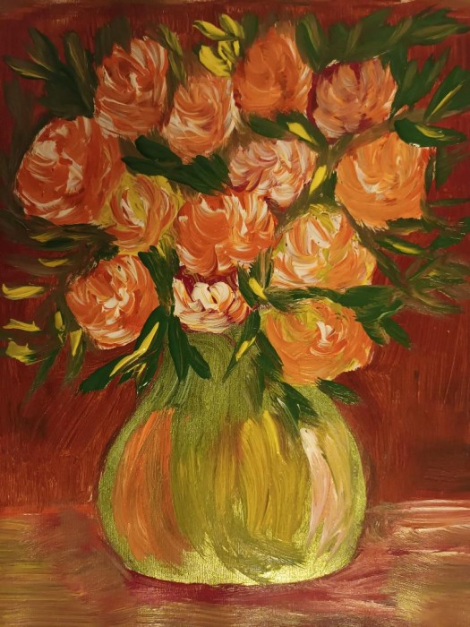 Pictura Vaza Cu Flori Portocalii