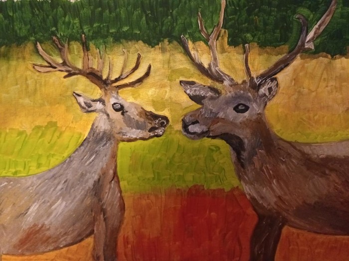 Pictura Peisaj Cu Cerbi