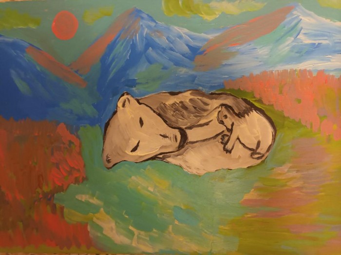 Pictura Peisaj Cu Doi Ursi Polari