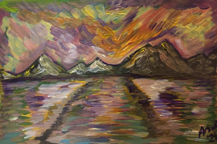 Pictura Peisaj De Munte Abstract