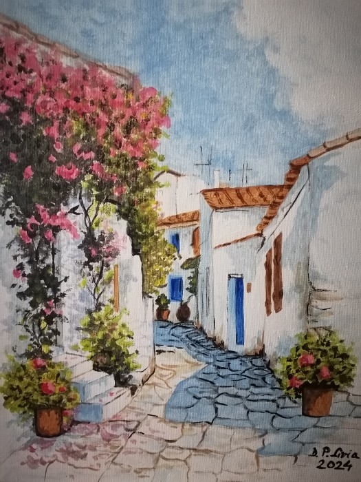 Pictura Strada Cu Trandafiri Roz