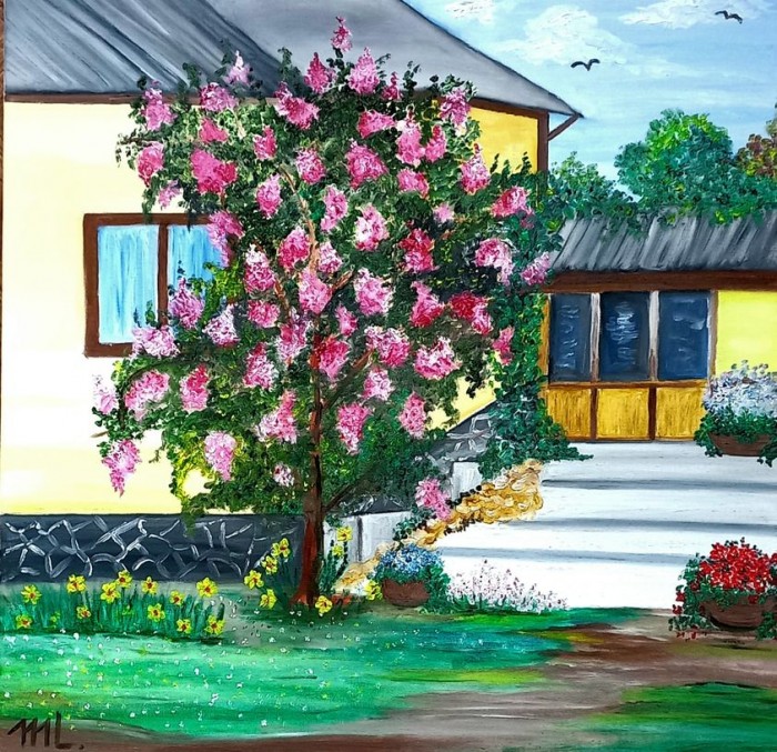 Pictura Curte Cu Flori