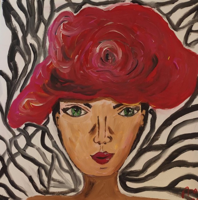 Pictura Zebra Red Hat Woman