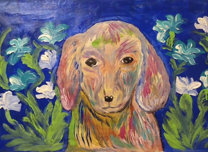 Pictura Colourful Dog With Flowers