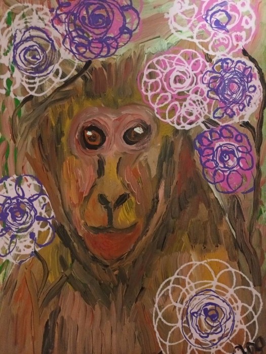 Pictura Monkey With Flowers