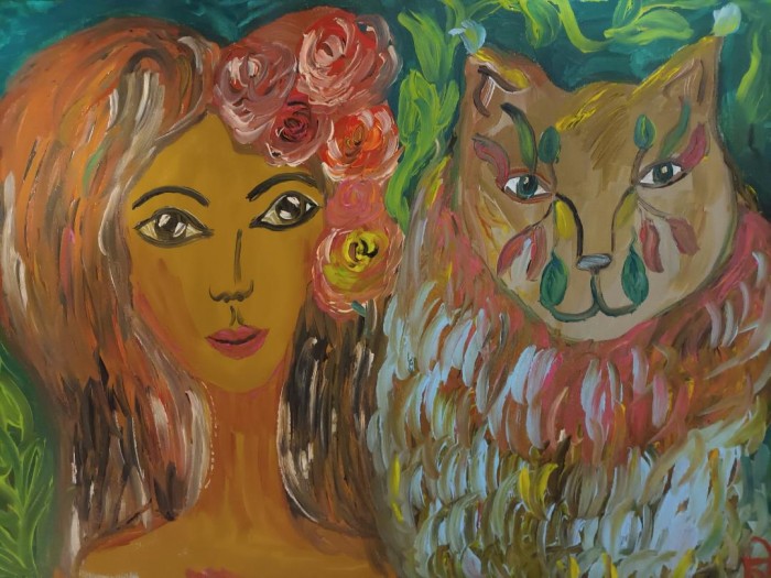 Pictura Lady With An Abstract Cat
