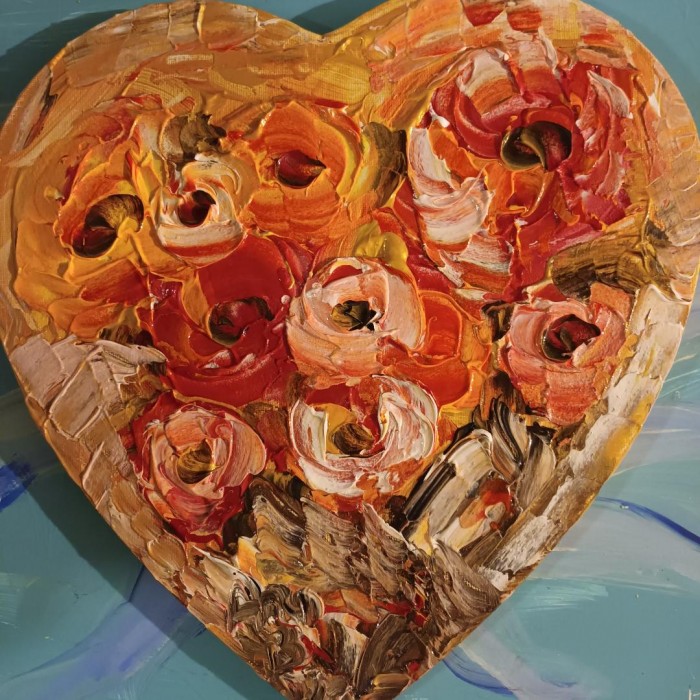 Pictura Inima De Aur Cu Trandafiri