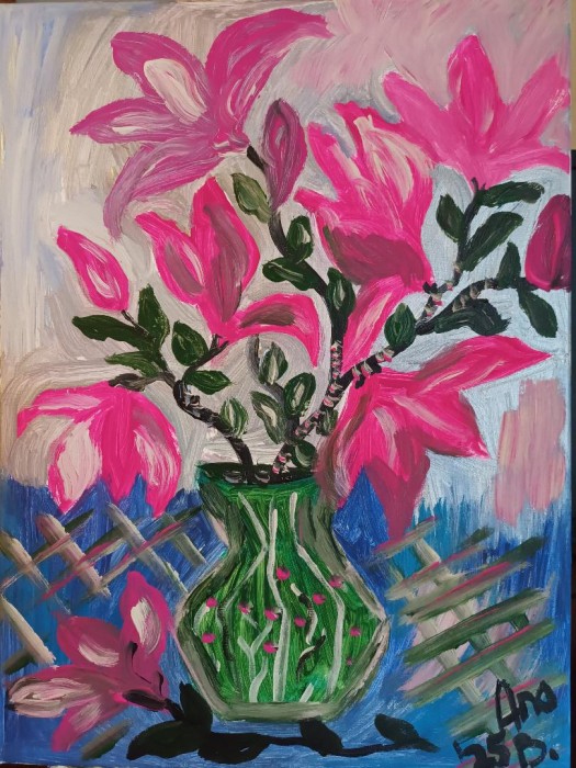 Pictura Vas Cu Magnolii