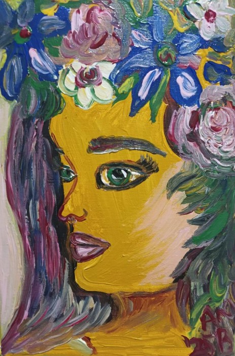 Pictura Femeie Cu Flori In Par
