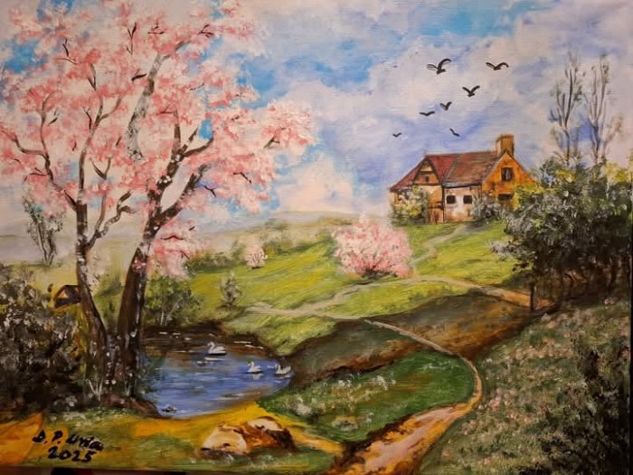 Pictura Primavara Peste Sat