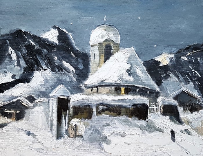 Pictura Liniștea Iernii La Schitul Din Munte