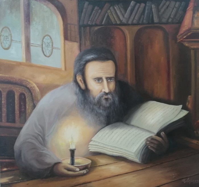 Pictura Parintele Arsenie Boca In Chilia Sa Meditand