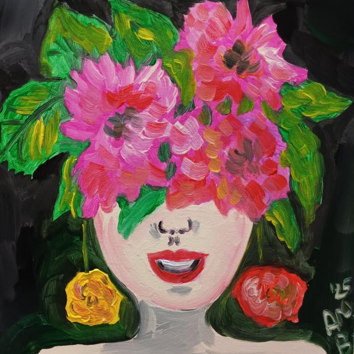 Pictura Portret Cu Bujori