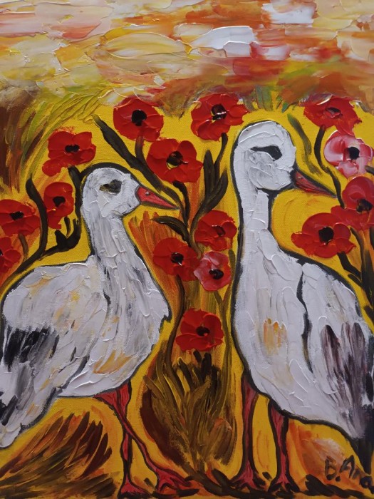 Pictura Cocori In Campul Cu Maci