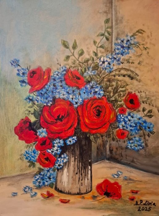 Pictura Trandafiri Si Albastrele