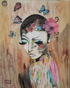 Fata Cu Fluturi-Pictura La Comanda Pictura