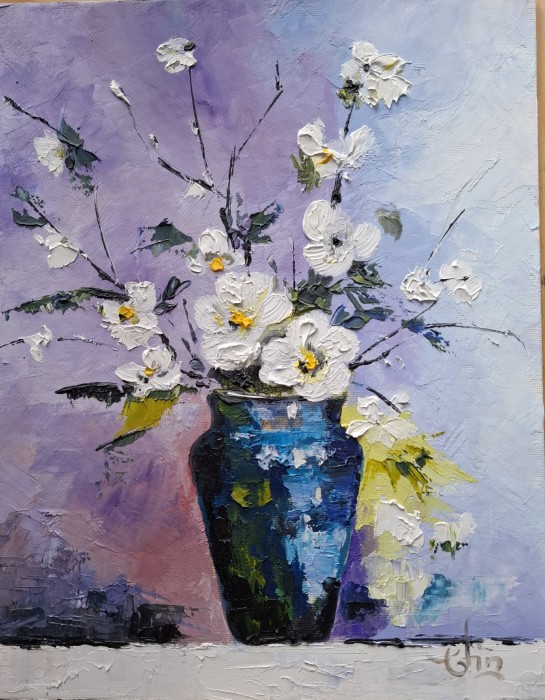 Pictura Natura Statica Cu Flori Albe