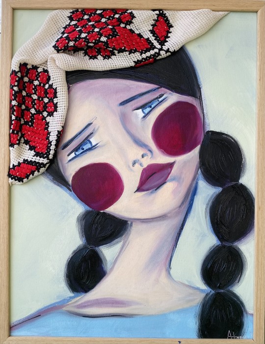 Pictura Bianca - Ulei Şi Broderie Cusută De Bunica Mea