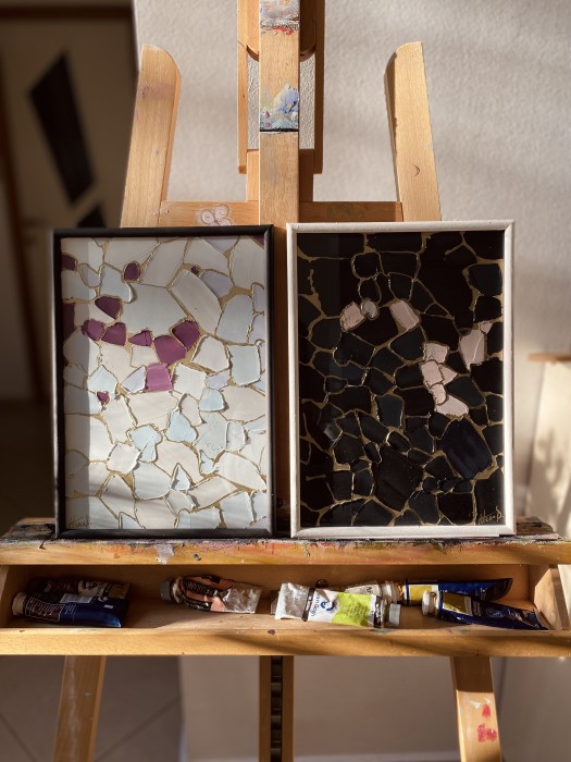 Pictura Diptic Black - White - Rame Pictate Manual