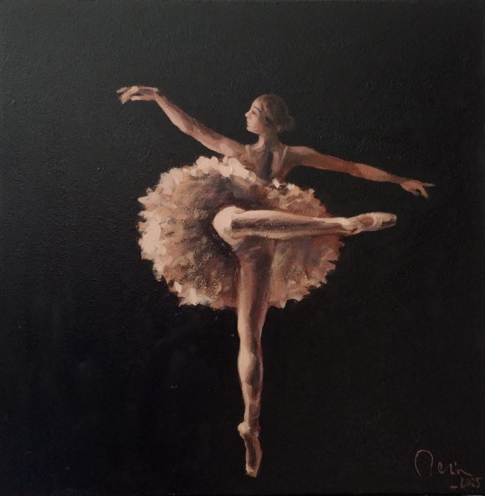Pictura Prim-Balerina, Ulei Placaj Lemn