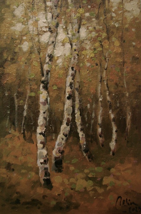 Pictura Toamna,Ulei Panza Caserata Pe Carton