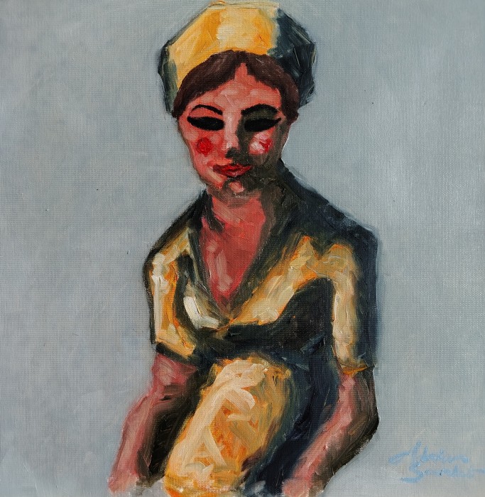 Pictura Femeie Mascată Așezată