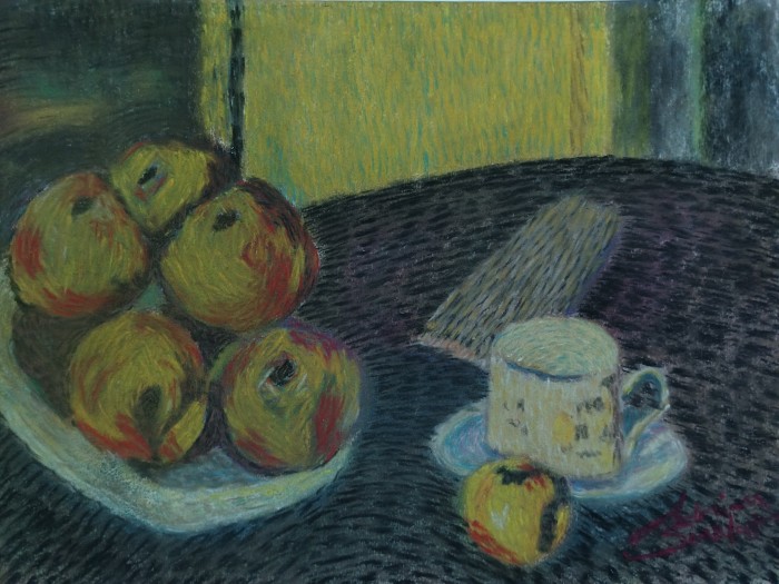 Pictura Natură Statică Cu Mere Și Cană