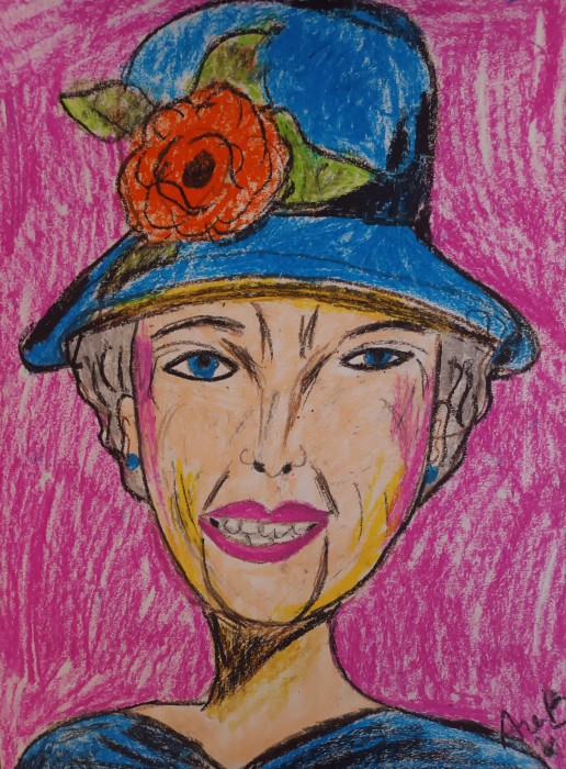 Pictura Oil Pastel - Old Beautiful Lady