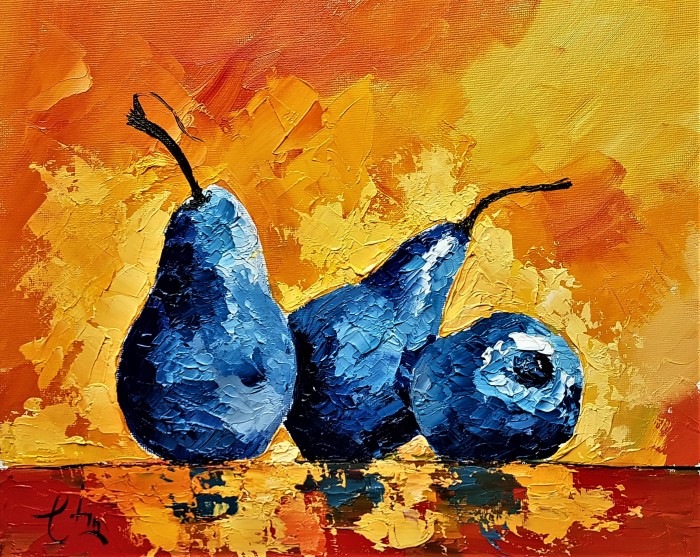 Pictura Natura Statica Cu Pere Albastre