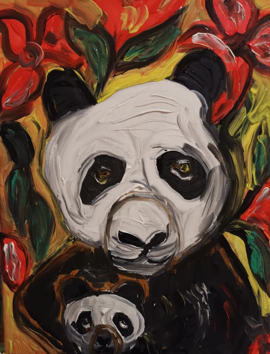 Pictura Urs Panda Cu Pui