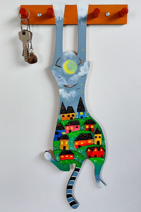 Pictura Little Village - Cuier Chei/Bijuterii/Decor