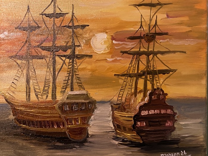Pictura Two Sailships On A Calm Sea