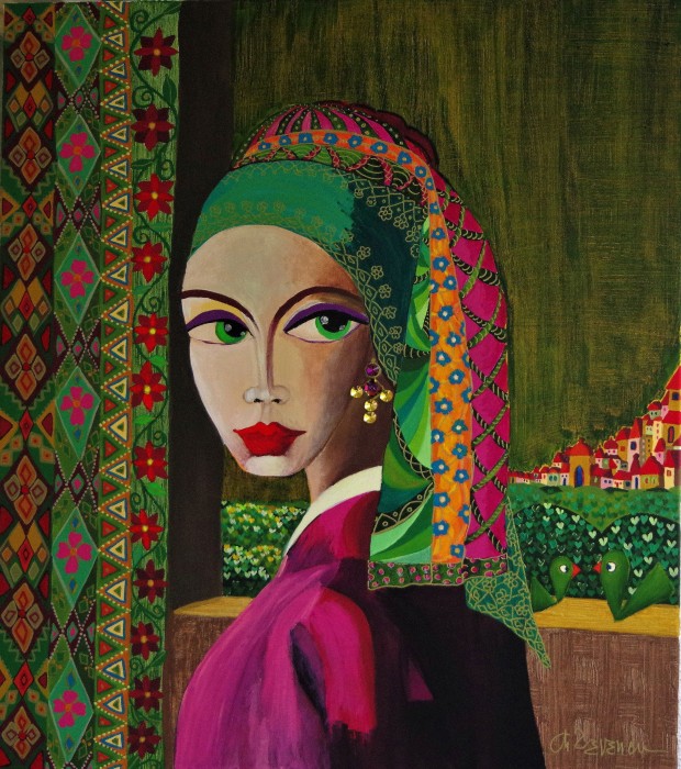 Pictura Girl With Svarowski Earring -  Sold