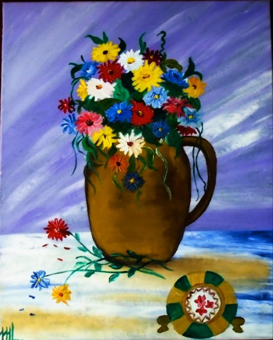 Pictura Vas Cu Flori Colorate