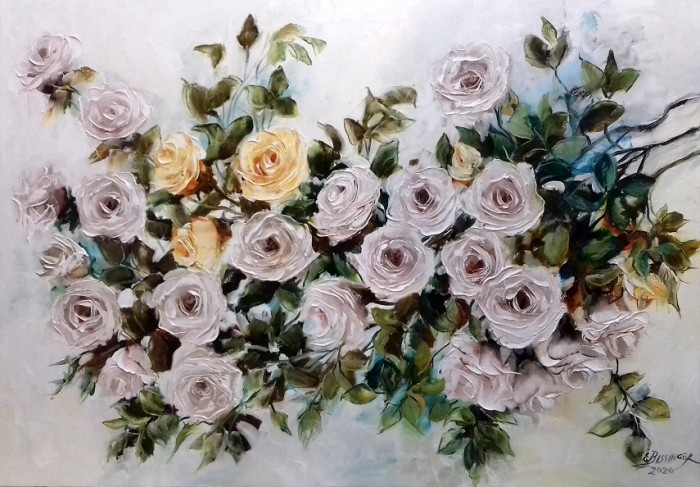 Pictura Copac Cu Trandafiri Albi