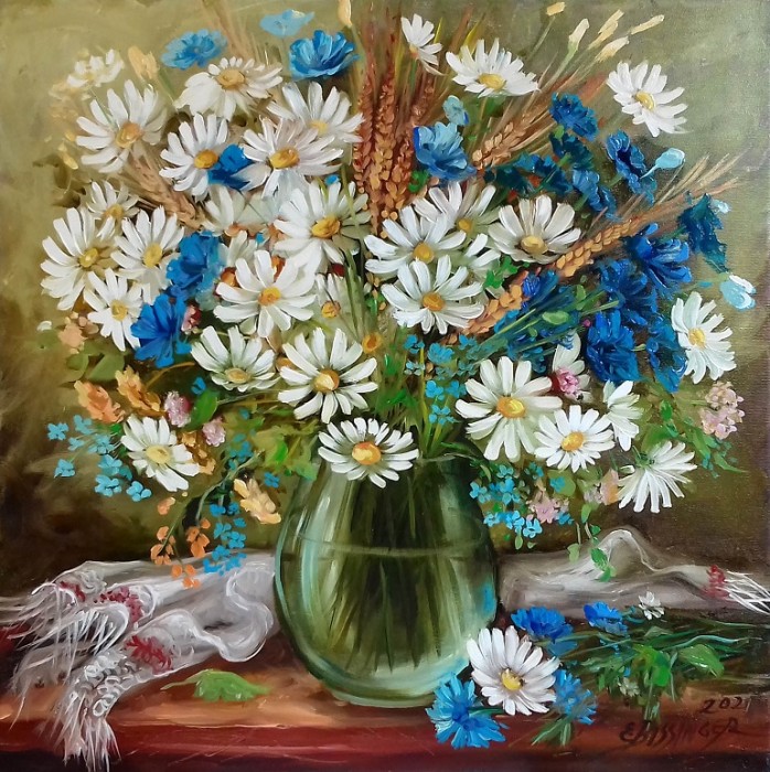 Pictura Flori De Camp In Vas