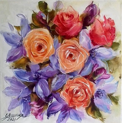 Pictura Clematis Si Alte Flori