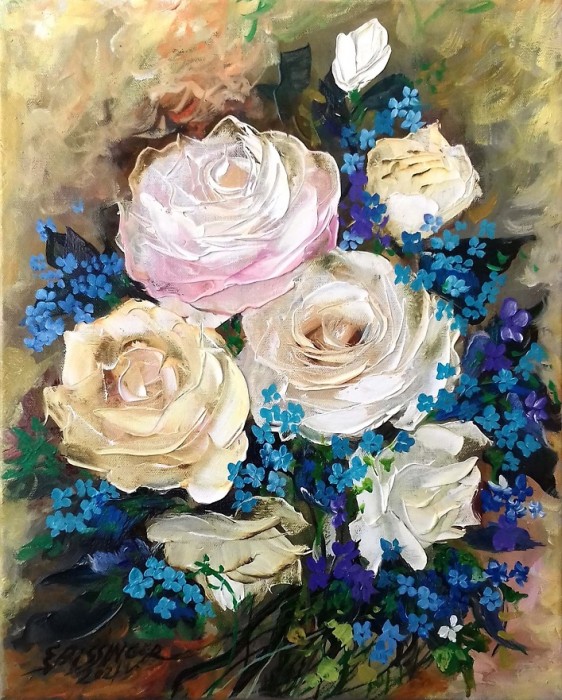 Pictura Trandafiri Si Flori De Nu Ma Uita