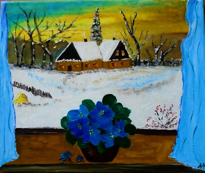 Pictura Amurg Cu Violete