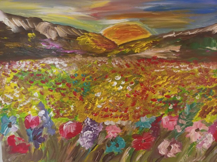 Pictura Peisaj Cu Flori