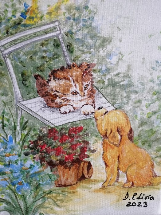 Pictura Prieteni In Gradina