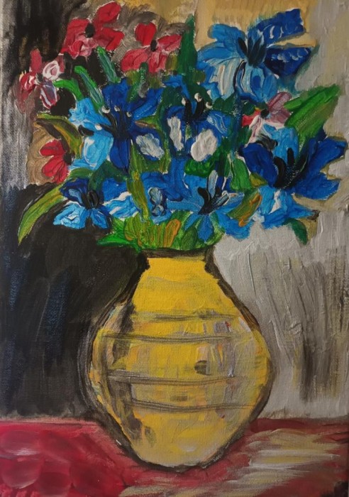 Pictura Vaza Cu Flori Albastre