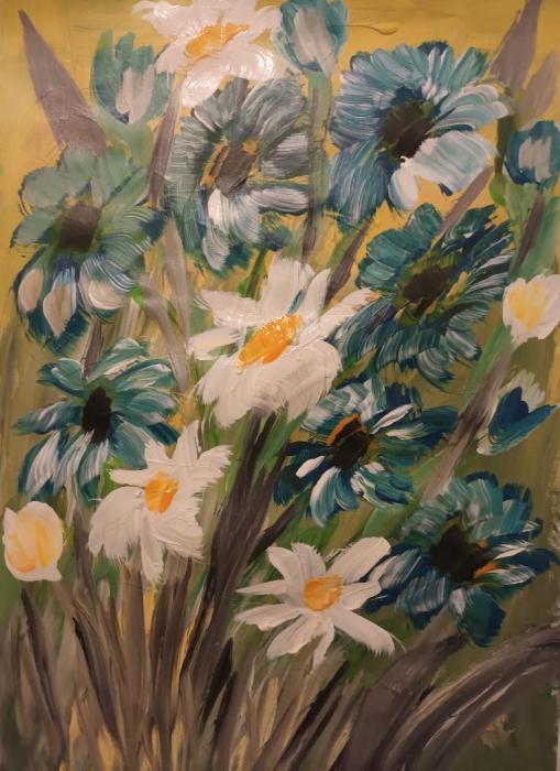 Pictura White And Blue Flowers