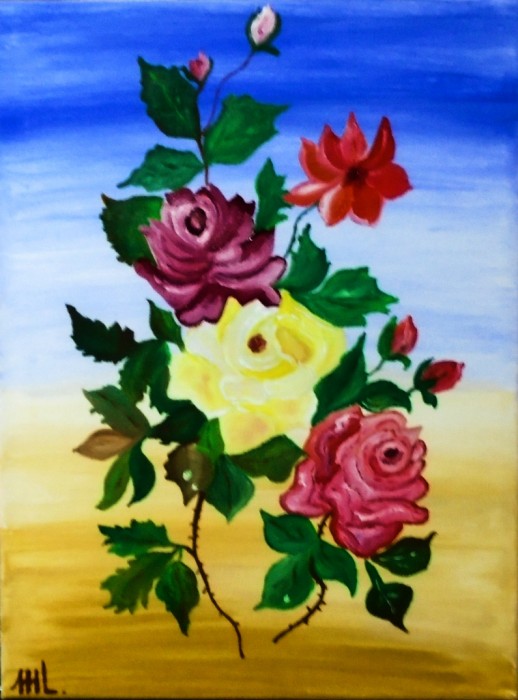 Pictura In Ulei Pe Panza Cu Sasiuparfum De Roze