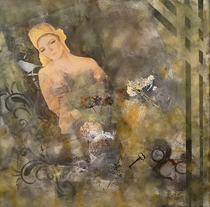 Pictura Melancolie- Colaj Si Acrilic