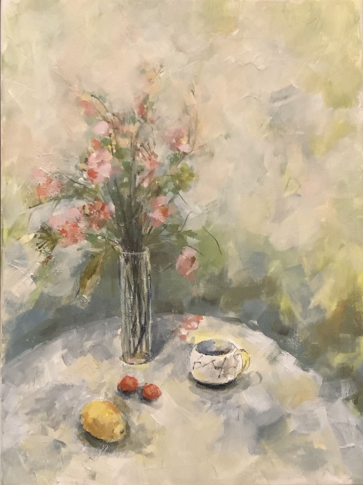 Pictura Natura Staica Cu Flori Si Cafea