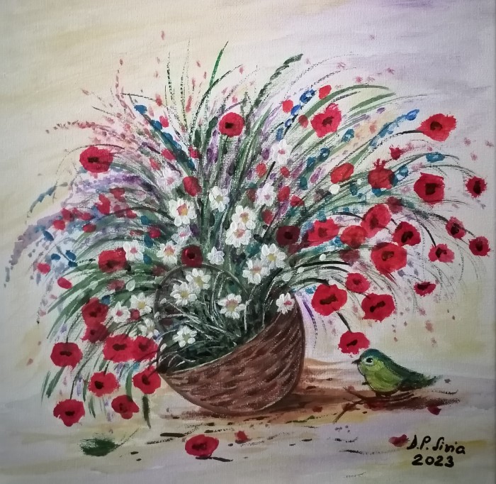 Pictura Cos Cu Flori