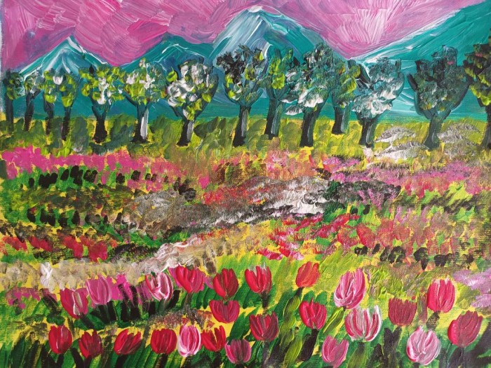 Pictura Peisaj Cu Flori 10