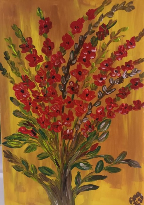 Pictura Buchet De Flori Rosii